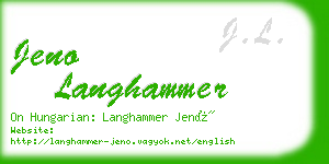 jeno langhammer business card